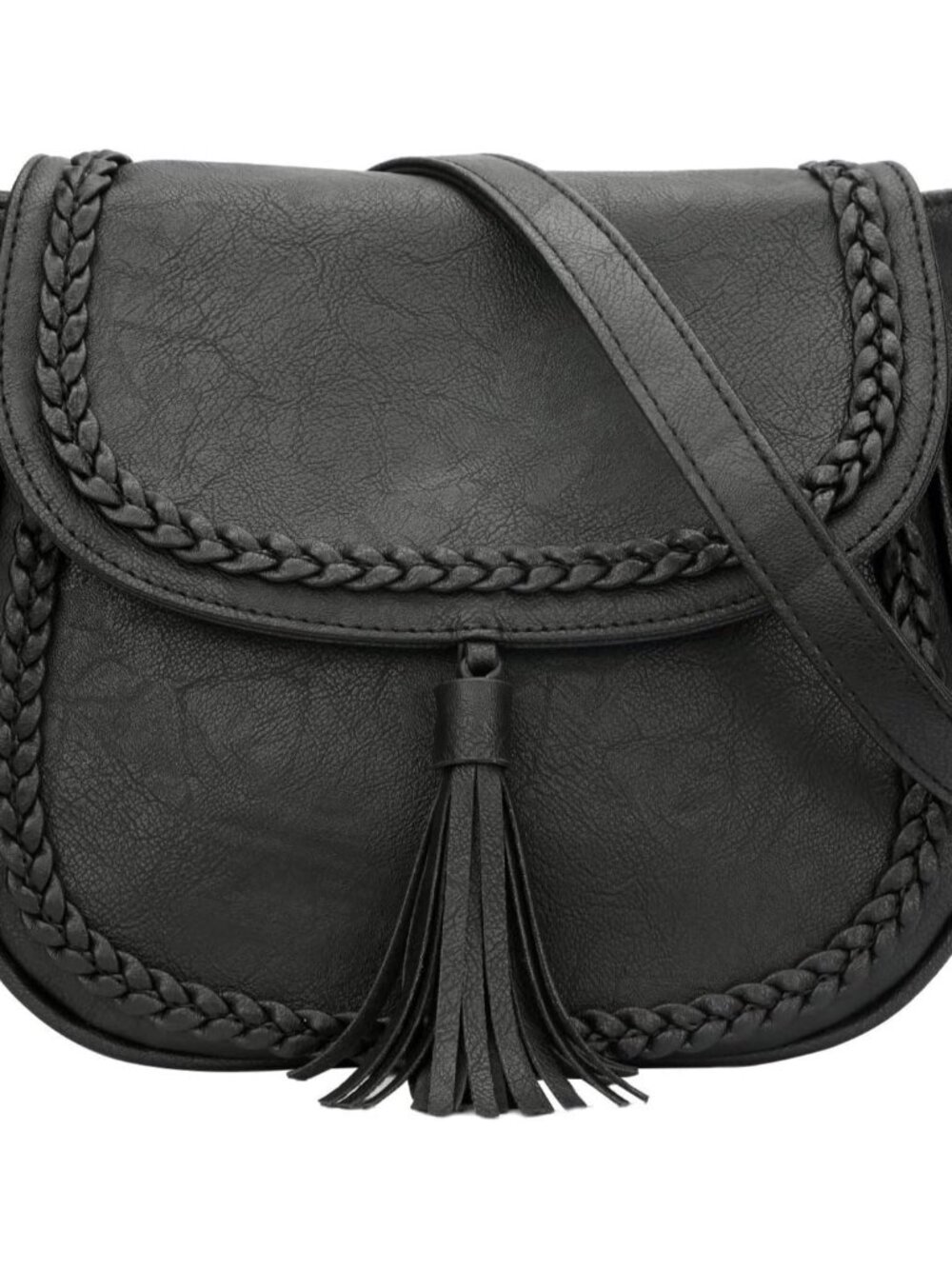 Casual Crossbody Bag for Women, Small Flap Saddle Purses with Tassel